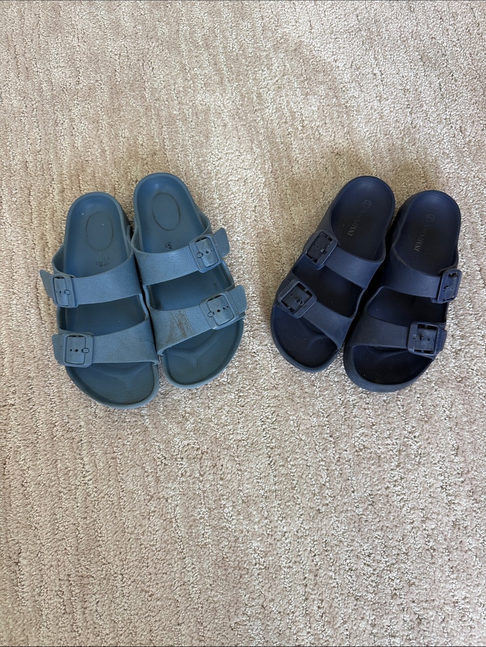 Kids Dual-Buckle Slide Sandals - Blue